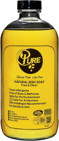 Pure Natural Dish Soap, Free & Clear, 16 oz, Hypo-allergenic, Dye & Perfume Free