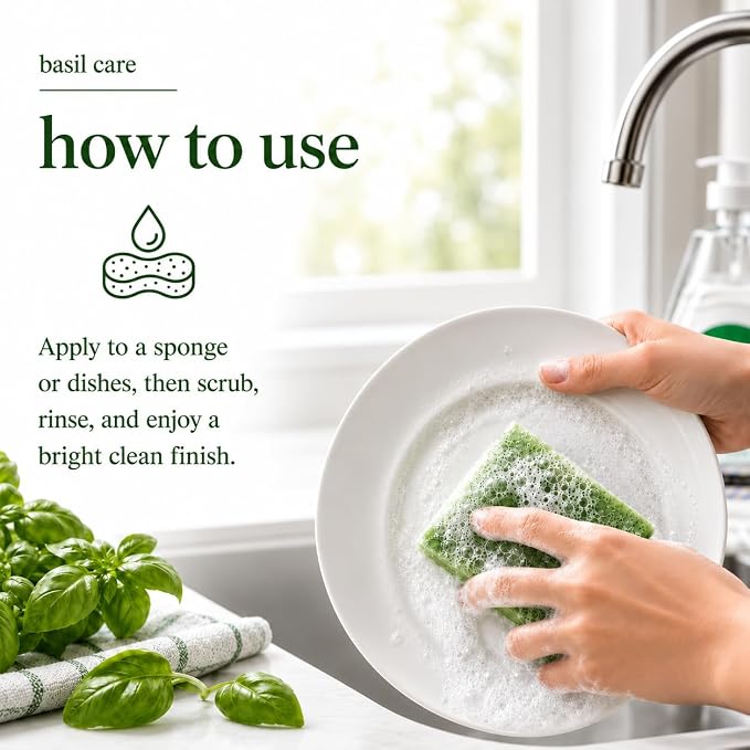 Ginger Lily Farms Botanicals Plant-Based Liquid Dish Soap, Concentrated Formula with Max Grease Cleaning Power, Cruelty-Free, Basil Scent, 1 Gallon Refill (128 Fl. Oz.)
