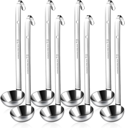 8pcs Stainless Steel Ladle 2 Oz Soup Ladle 10" long Spoon Heavy-Duty Metal by LiveNaturallyLiveBarafat