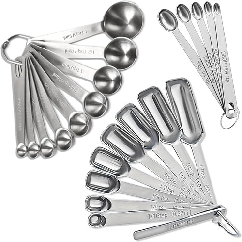 23 Pcs Stainless Steel Measuring Spoons Set by YUNNKEEY