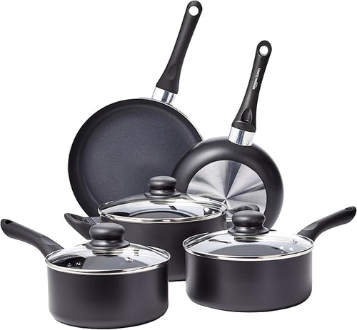 Amazon Basics Ceramic Non-Stick Cookware 8-Piece Set, Pots and Pans by AmazonBasics