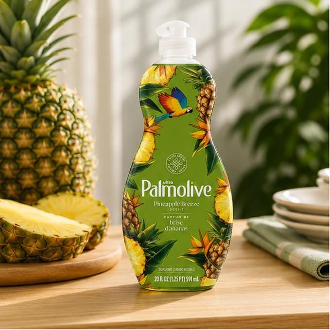 Cleaning Palmolive Liquid Dish Soap Pineapple Breeze 591ML-2 Ct