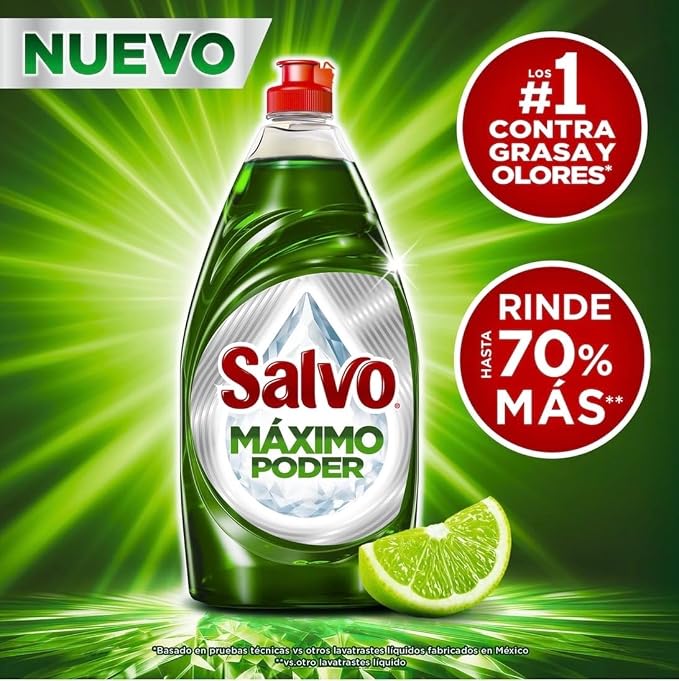SALVO Máximo Poder Liquid Dish Soap, 300mL, 5 Pack