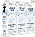 Cleancult Dish Soap Liquid Refills - Plant Based Cleaning Power - Cuts Grease & Grime - Free of Harsh Chemicals - Uses 90% Less Plastic - Free & Clear - 32 oz/3 Pack