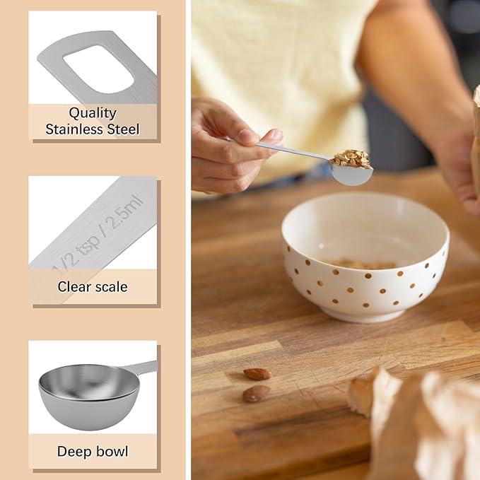 5PCS 1/2tsp Single Measuring Spoon, Stainless Steel Individual Teaspoons Only - Image 3