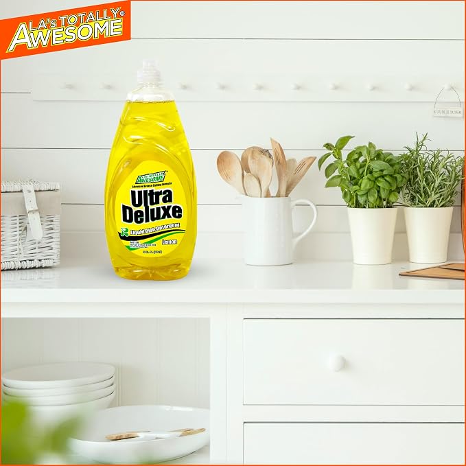 La's Totally Awesome Dish Soap Liquid – Lemon Scent (30 fl oz, Pack of 3) – Grease-Fighting Dishwashing Liquid from Awesome Cleaner Brand
