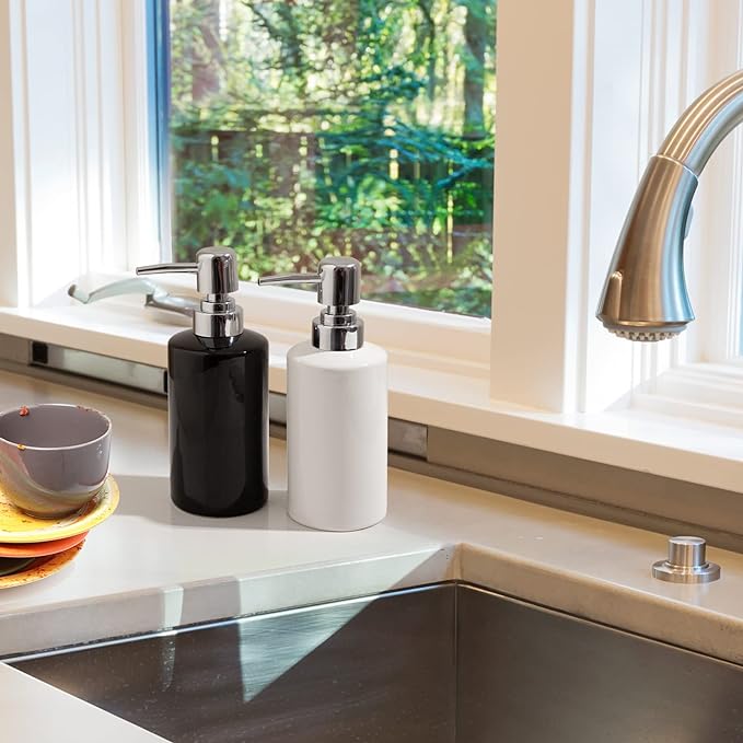 FE Soap Dispenser, 300ml/10oz Ceramic Liquid Soap Pump Dispenser, Refillable - Image 5