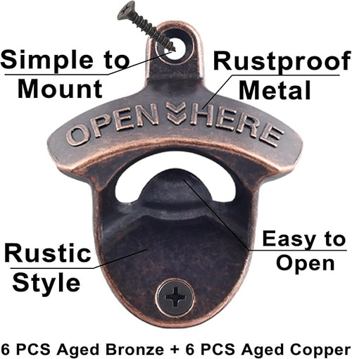 12 PCS Beer Bottle Opener Wall Mount, Post Mount Bottle Cap Openers Bulk - Image 2