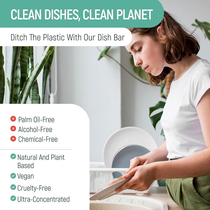 Natural Non-Toxic Dish Washing Soap - Dyes And Fragrance Free - Vegan Cruelty-Free Eco-Friendly And Zero Waste Dishwashing Handmade Solid Bar Soaps Detergent & Biodegradable (Lemon Single)