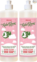 Rebel Green Ultra Clean Dish Soap, Plant-Derived Dishwashing Soap | Liquid Dish Soap for Grease and Tough Messes, No Harsh Chemicals, Pink Lilac Scent, 16 fl oz, 2 Pack