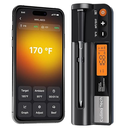 750ft Wireless Meat Thermometer Long Range by CulinaTech