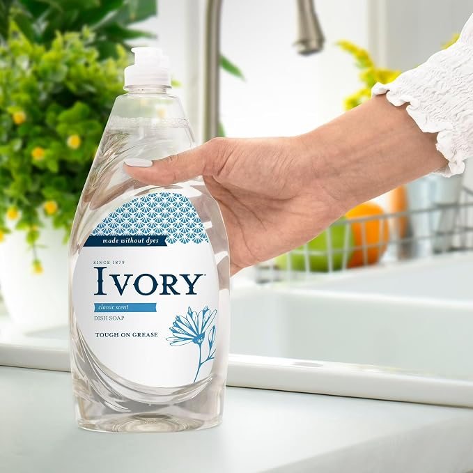 Cleaning Essentials includes Ivory Classic Dish Soap Dishwashing Liquid 709ml/24fl oz, Pack of 1, Value Packed