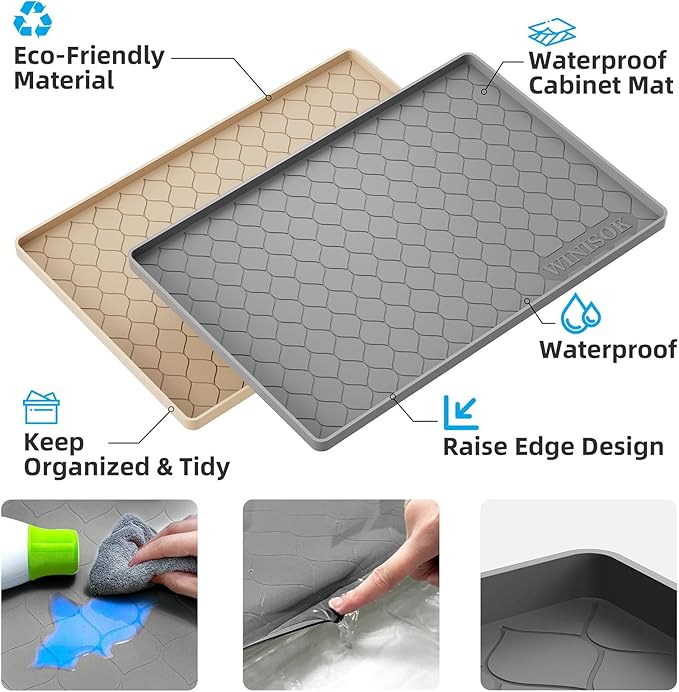 Winisok Silicone Under Sink Mat 40" x 19", Kitchen Essentials and Gadgets - Image 2