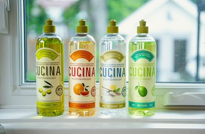 Fruits & Passion Cucina Concentrated Dish Soap, Sanguinelli Orange & Fennel, Gentle Liquid Dishwashing Detergent with Olive Oil, Plant-Based Formula, Refillable Recyclable Bottle, 16.9 fl oz