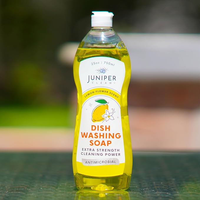 Juniper CLEAN, Dish Soap, Lemon Apple Scent, Liquid Dish Washing Soap Squeeze Bottle 25 Fl Oz (Pack of 6)