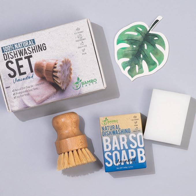 Natural Non-Toxic Dish Washing Soap - Dyes And Fragrance Free - Vegan Cruelty-Free Eco-Friendly And Zero Waste Dishwashing Handmade Solid Bar Soaps Detergent & Biodegradable (Unscented Bundle)