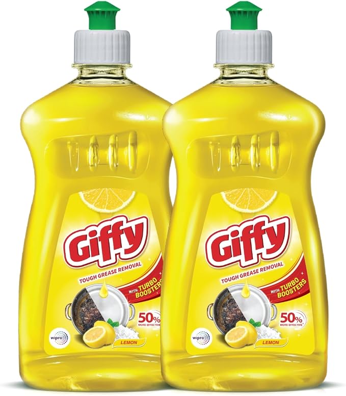 Concentrated Liquid Dish Wash Gel with the Power of Turbo Boosters & 50% More Effective P02 ( Lemon, 475ml)