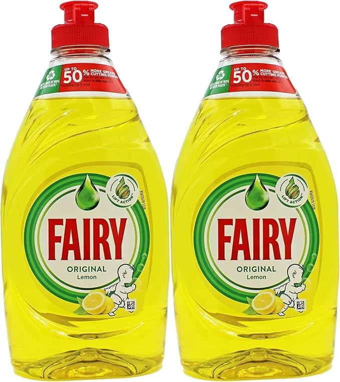Fairy Original Lemon Washing Up Liquid | Pack of 2 x 320 ml | Dishes Grease Cleaner