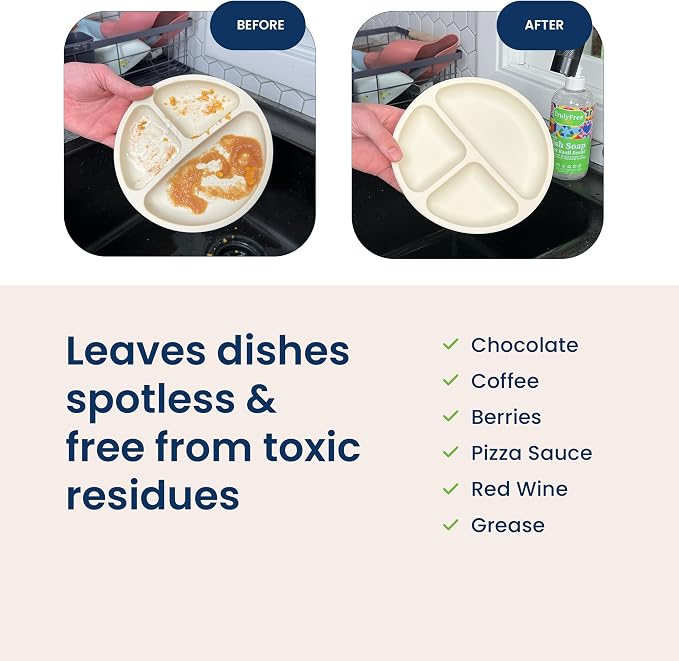 Truly Free Non Toxic Dish Soap Kit | Natural Concentrated Dishwashing Liquid - Sweet Basil Scent | Organic Plant-Based | Family Safe - Eco-Friendly Formula | 16 fl oz