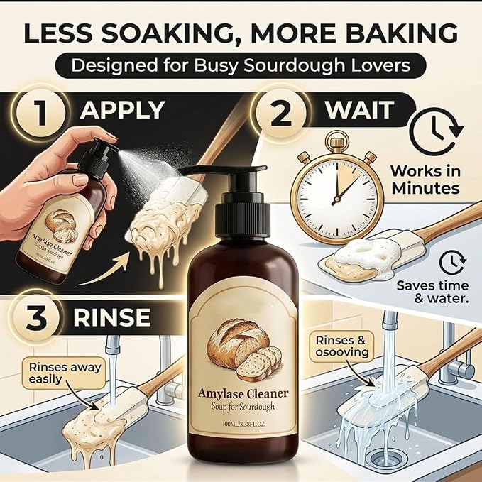 Dough Dissolve Soap for Sourdough, Dough Dissolve - Doughs Dissolves Soap, Sourdough Cleaner, Reduces The Need for Scrubbing and Soaking, for Kitchen of Bowls, Pots, Utensils (1 pc)