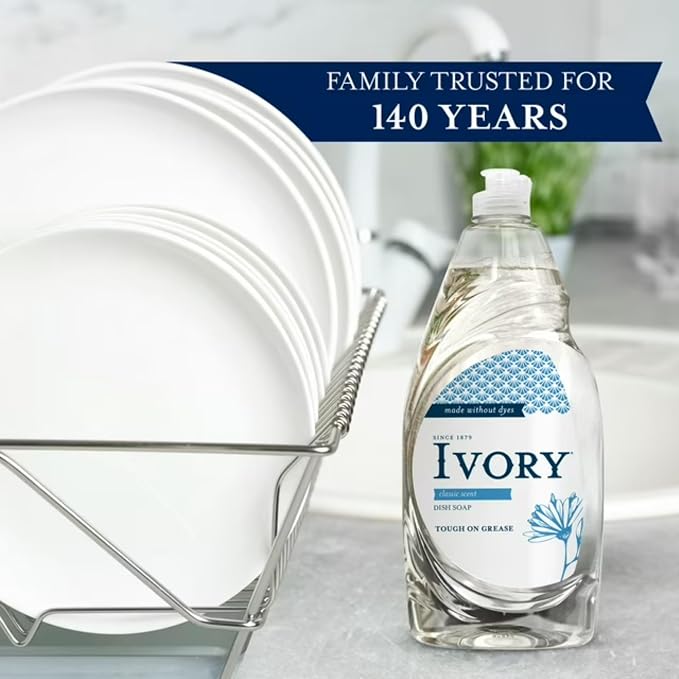 Cleaning Essentials includes Ivory Classic Dish Soap Dishwashing Liquid 709ml/24fl oz - Pack of 2, Value Bundle Packed