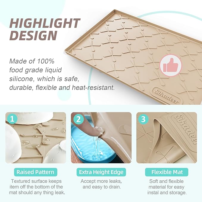 SIKADEER Under Sink Mat Waterproof 34" x 19", Silicone Mat Kitchen Drawer Shelf - Image 4