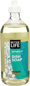 Better Life Dish Soap - Liquid Dishwashing Soap with Vitamin E and Aloe for Home & Kitchen Sink - No Gloves Required Kitchen Soap for Sensitive Skin - 22oz Lemon Mint