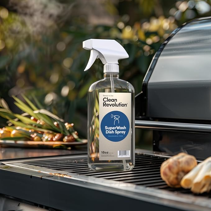 Clean Revolution Dish Spray, Powerful Formula Cuts Through Grease, Compatible with Dawn Powerwash Sprayers and Foamers, Fragrance Free, 18 Fl Oz - Made in USA