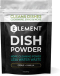 ELEMENT Dish Powder | Grease-Fighting Dish Soap | No Harsh Chemicals, Liquidless, Plastic-Free | Plant-Based Pouch (10 OZ Pouch, Citrus + Vanilla)