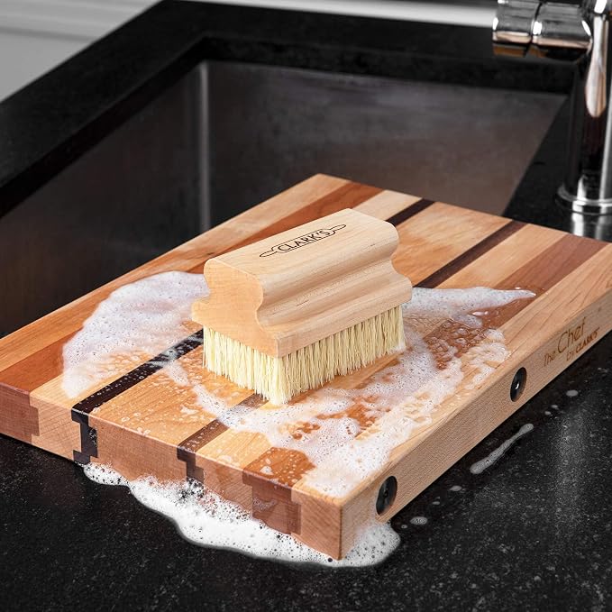 CLARK'S Cutting Board Soap and Large Scrub Brush from Clean your kitchen boards, bowls, countertops, and utensils the natural way | Castile Based