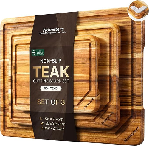 3 Pack Teak Wood Cutting Board Set by Unknown