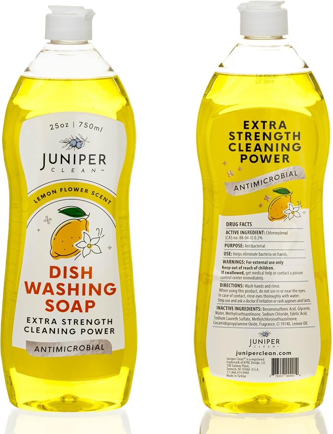 Juniper CLEAN, Dish Soap, Lemon Scent, Liquid Dish Washing Soap Squeeze Bottle 25 Fl Oz (Pack of 1)
