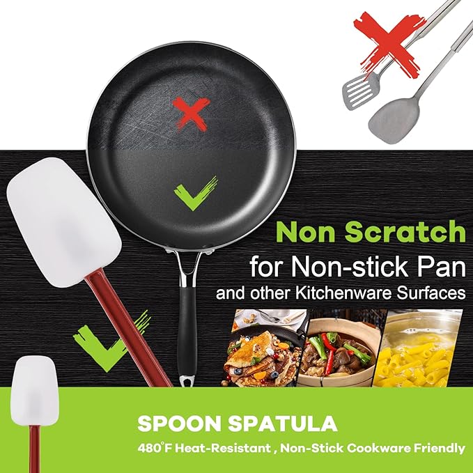 heffiso Silicone Rubber Spatula and Spoon Rubber Spatula Set of 3, High Heat - Image 5