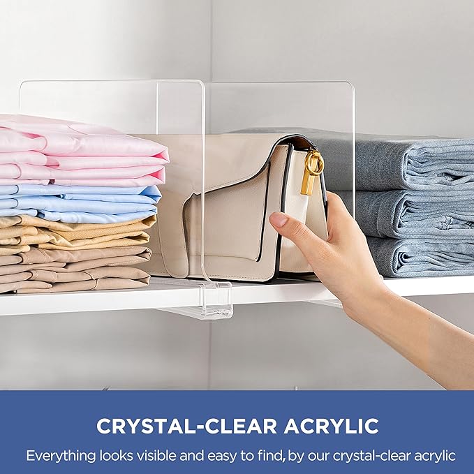 HBlife 7 Pack Clear Shelf Dividers, Vertical Purse Organizer - Image 3