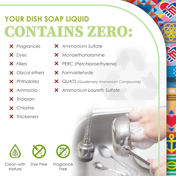 Truly Free Non Toxic Dish Soap Kit | Natural Concentrated Dishwashing Liquid - Sweet Basil Scent | Organic Plant-Based | Family Safe - Eco-Friendly Formula | 16 fl oz