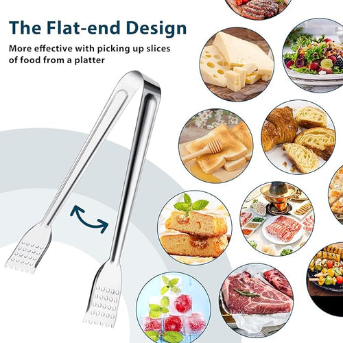 8 Pack Serving Tongs, 9 Inch, Stainless Steel - Image 2