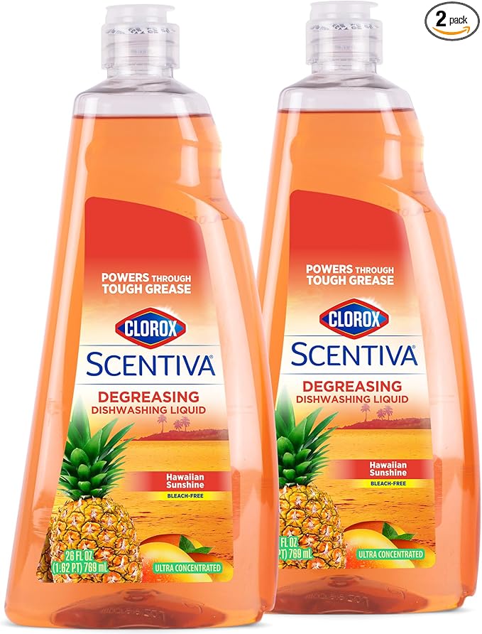 Clorox Scentiva Liquid Dish Soap, Hawaiian Sunshine Scent, 26 Fl Oz, 2-Pk