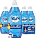 Dawn Ultra Dishwashing Liquid Dish Soap (4x19.4 Fl oz) + Non-Scratch Sponge (2 Count), Original Scent