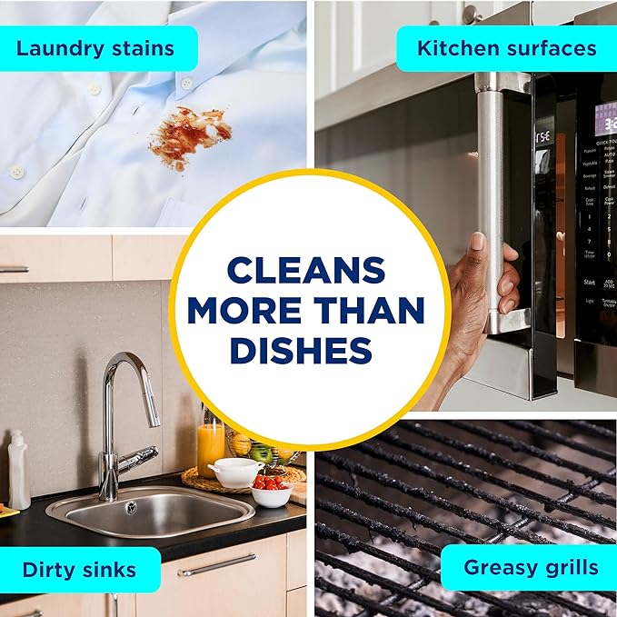 Dawn Powerwash Dish Soap Spray + 3 Dishwashing Liquid Refills Lemon, 4*16oz | Instantly breaks down 99% of residue. No water needed. Overnight soak power in minutes. Reusable sprayer.