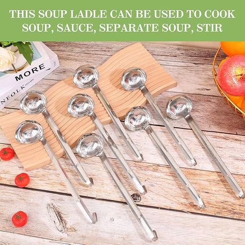 8pcs Stainless Steel Ladle 2 Oz Soup Ladle 10" long Spoon Heavy-Duty Metal - Image 2