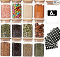 6oz Glass Spice Jars with Bamboo Lid and Label, 12 Pack Square Glass Container by Wells