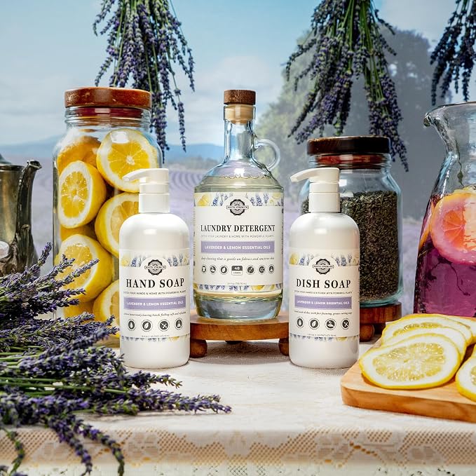 Rustic Strength Natural Dish Soap, Lavender and Lemon, 64 oz Plastic | Plant-Based Formula,Cuts Grease,No Harsh Residue,Streak Free Clean Rinsing