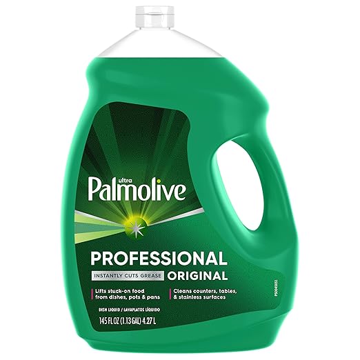 Palmolive Professional Liquid Dish Soap Refill, Original Scent, 145 fl oz | Cuts Grease, Dishwashing Detergent, Paraben-Free, Leaves Dishes Sparkling Clean, Tough on Grease, Soft on Hands