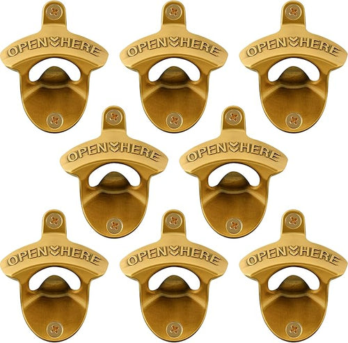 8 Packs Bulk Beer Opener Wall Mounted Vintage Gold Bottle Cap Opener by Wallmountedbottleopener
