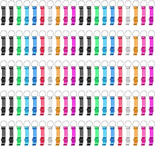 200 Pack Colorful Metal Bottle Opener Keychains, Tiny Opener Party Favor by Yugada