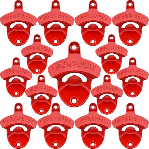 15 PCS Red Wall Mounted Beer Bottle Opener Rustproof, Bulk Soda Cap Opener by Wallmountedbottleopener