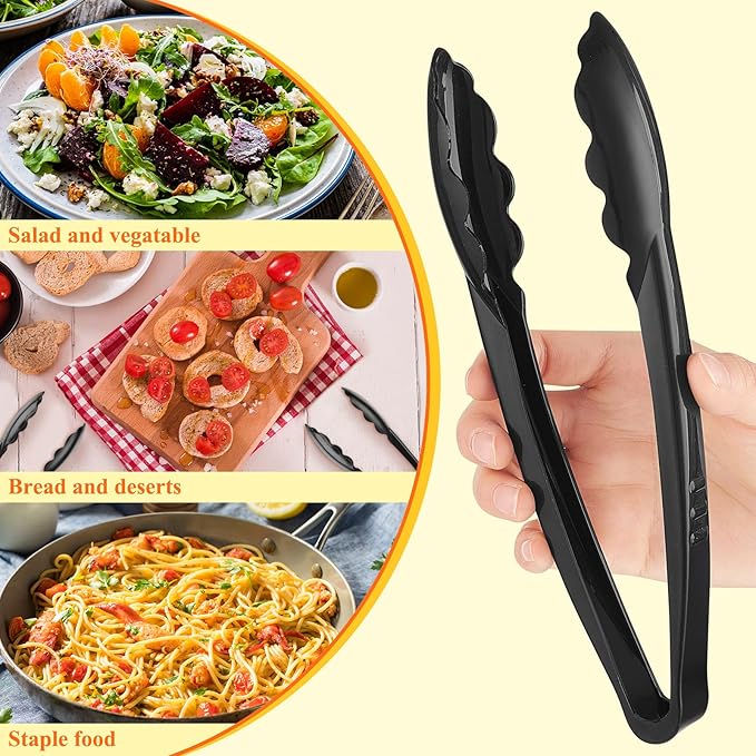 Tessco for you 25 Pcs Plastic Tongs for Serving Bulk, 9 Inch Plastic Disposable - Image 4
