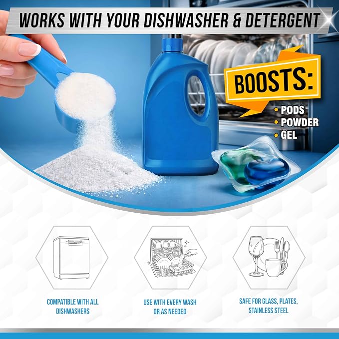 ACTIVE Dishwasher Detergent Booster and Appliance Cleaner Wipes - Includes 32oz Dish Soap Boosting Powder and 24ct Appliance Cleaning Wipes
