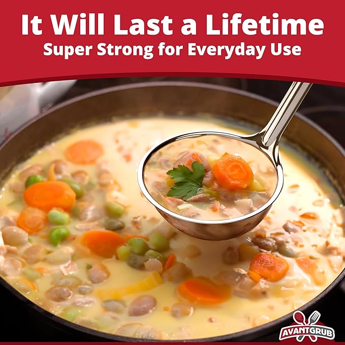 Super Sturdy, Ergonomic 1 Oz. Soup Ladle 1 Pk. Stainless Steel Ladles - Image 3