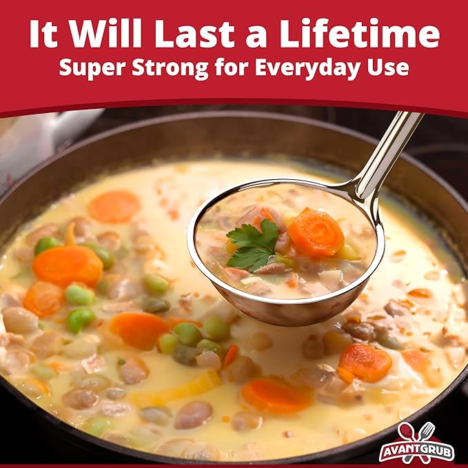 Super Sturdy, Ergonomic 6 Oz. Soup Ladle 3 Pk. Stainless Steel Ladles - Image 3